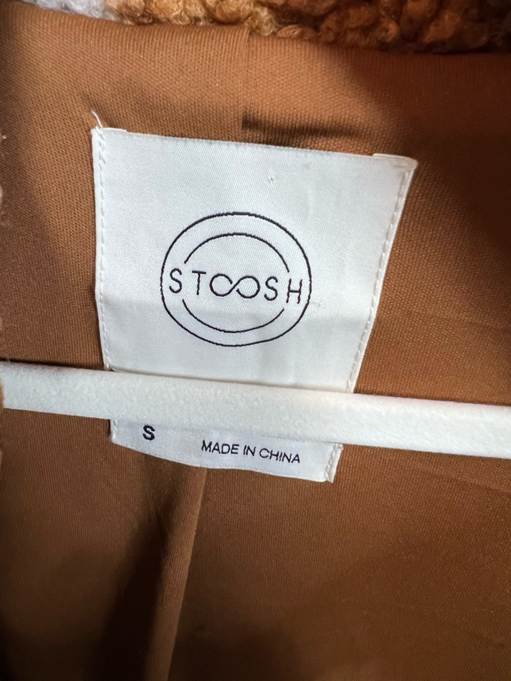 STOOSH Camel Plaid Boucle Relaxed Fit Snap Front Fall Downtown Statement Coat, S - Picture 9 of 10